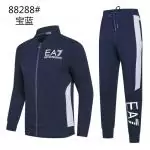 ea7 tracksuit survetement ensemble fashion col-v blue